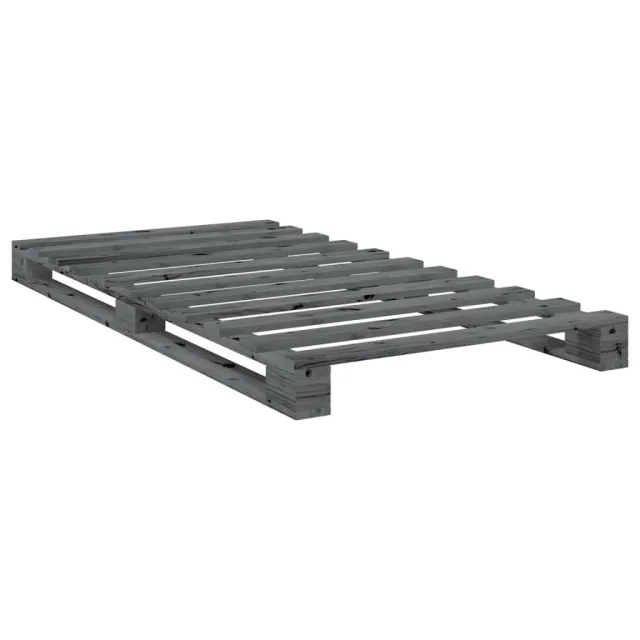 Cadre de lit sans matelas gris 100x200 cm bois massif de pin