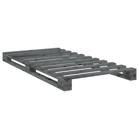 Cadre de lit sans matelas gris 100x200 cm bois massif de pin