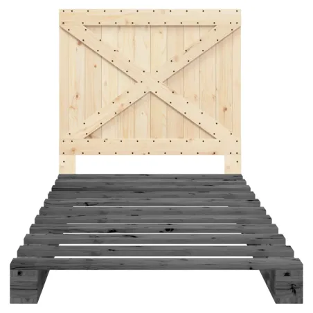 Cadre de lit sans matelas gris 100x200 cm bois massif de pin