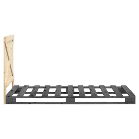 Cadre de lit sans matelas gris 100x200 cm bois massif de pin