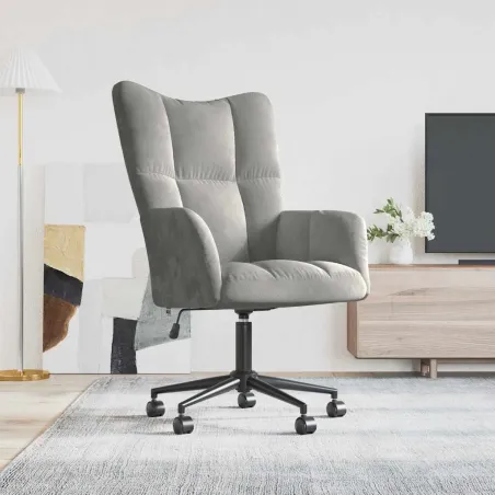 Chaise de relaxation Gris clair Velours