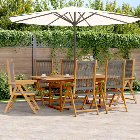 Ensemble à Manger de jardin 7pcs gris polypropylène bois massif