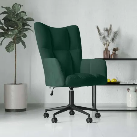 Chaise de relaxation Vert foncé Velours