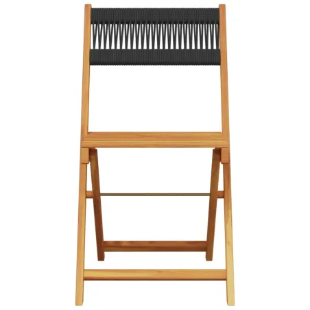 Ensemble de bistro 3 pcs noir polypropylène et bois massif