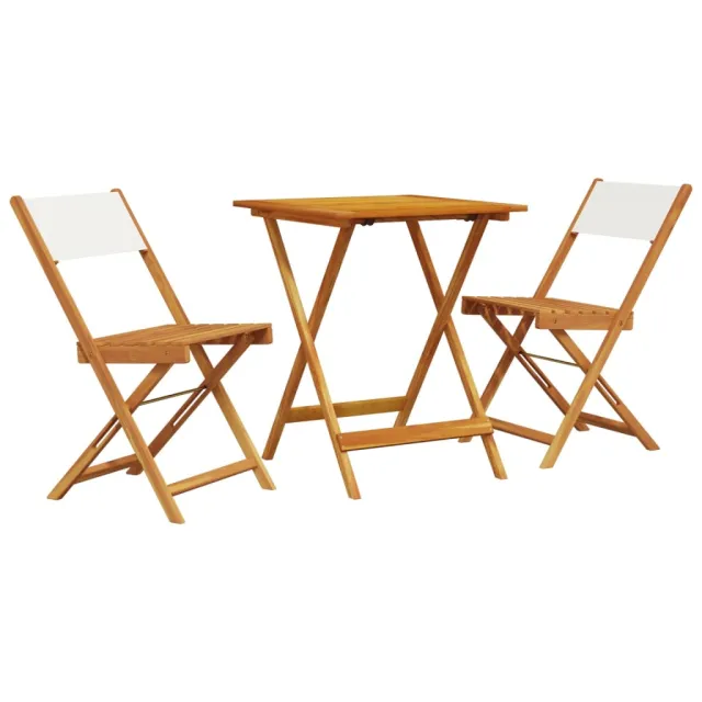 Ensemble de bistro 3 pcs blanc crème tissu et bois massif