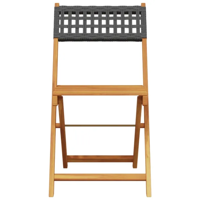 Ensemble de bistro 3 pcs noir résine tressée et bois massif