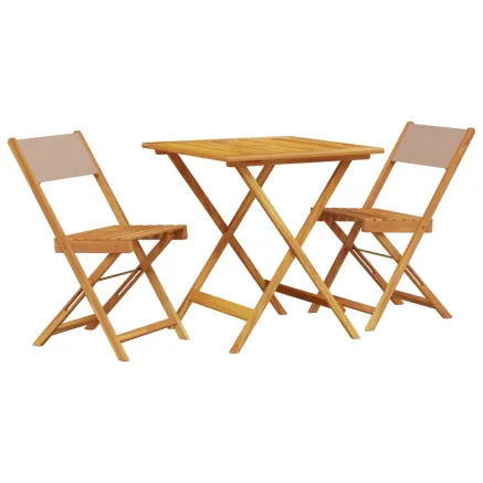 Ensemble de bistro 3 pcs taupe tissu et bois massif 2