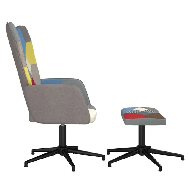 Chaise de relaxation avec repose-pied Patchwork Tissu