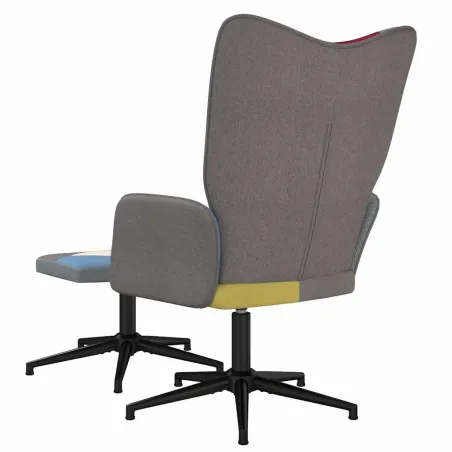 Chaise de relaxation avec repose-pied Patchwork Tissu