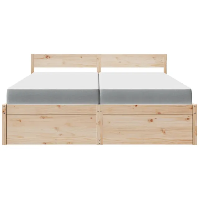Lit avec tiroirs et matelas 200x200 cm bois massif de pin
