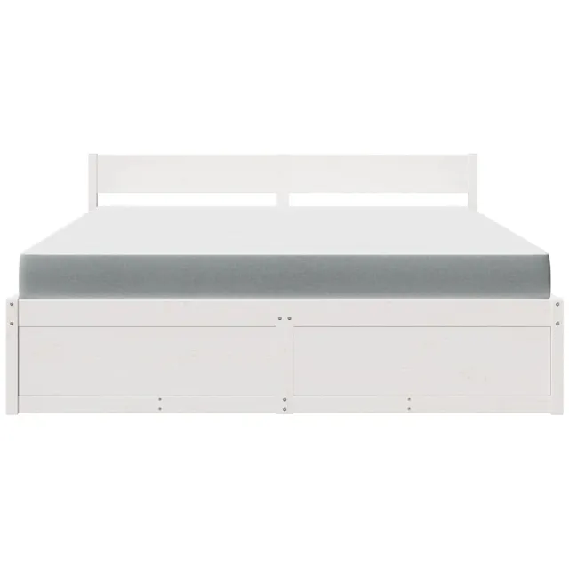 Lit avec tiroirs et matelas blanc 180x200 cm bois massif de pin