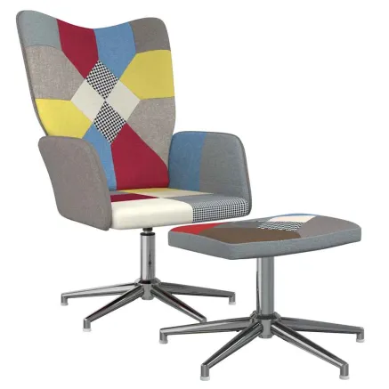 Chaise de relaxation avec tabouret Patchwork Tissu 2