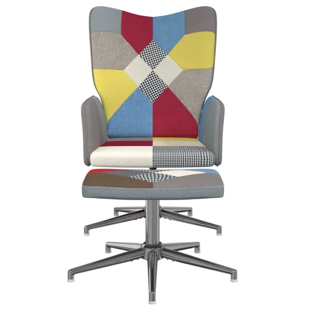 Chaise de relaxation avec tabouret Patchwork Tissu