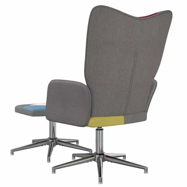 Chaise de relaxation avec tabouret Patchwork Tissu