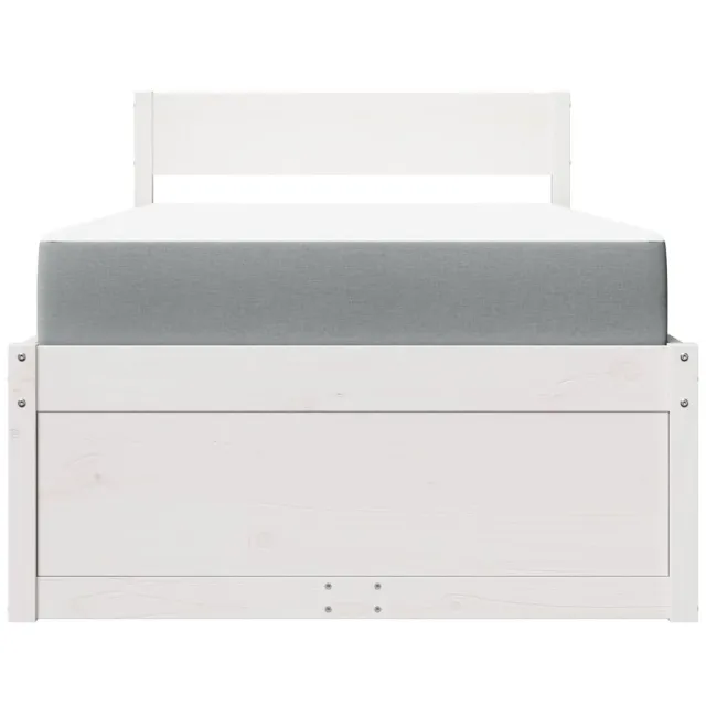 Lit avec tiroirs et matelas blanc 100x200 cm bois massif de pin