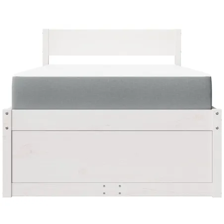 Lit avec tiroirs et matelas blanc 100x200 cm bois massif de pin