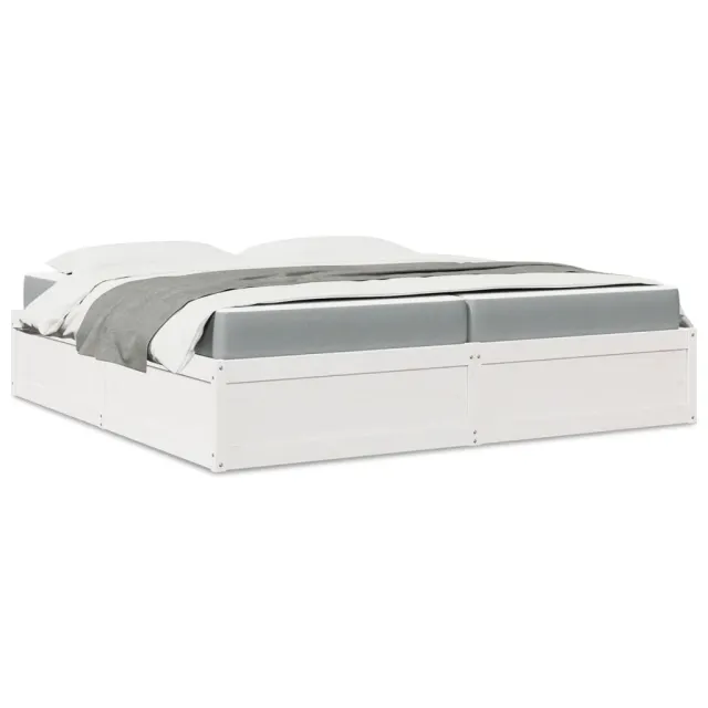 Lit avec matelas blanc 200x200 cm bois massif de pin