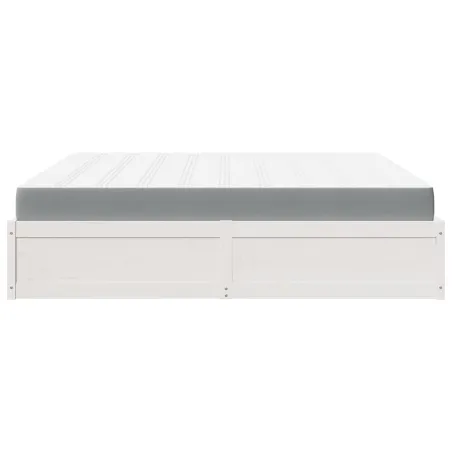 Lit avec matelas blanc 200x200 cm bois massif de pin