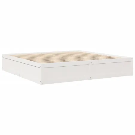 Lit avec matelas blanc 200x200 cm bois massif de pin