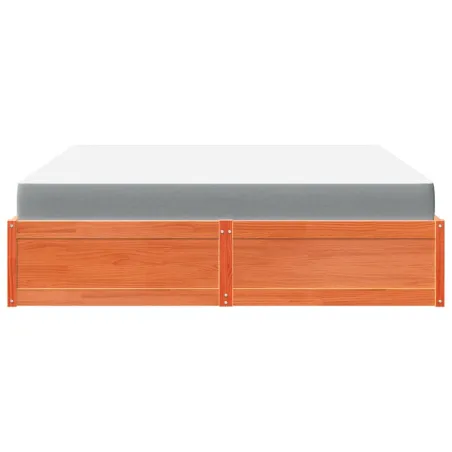 Lit avec matelas cire marron 180x200 cm bois massif de pin