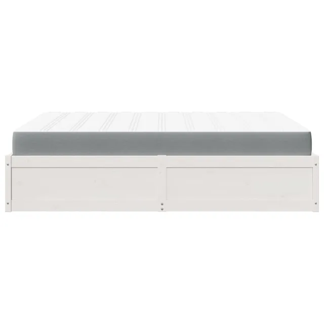 Lit avec matelas blanc 160x200 cm bois de pin massif