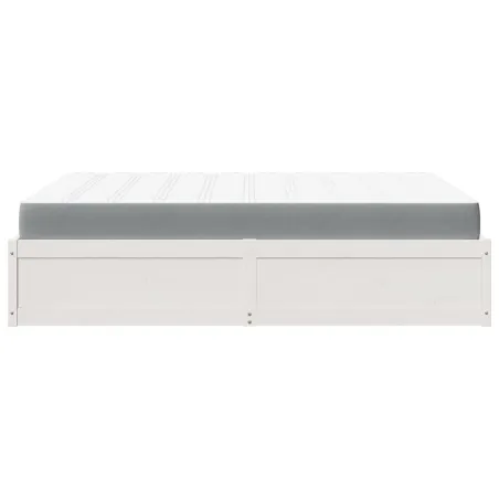 Lit avec matelas blanc 160x200 cm bois de pin massif