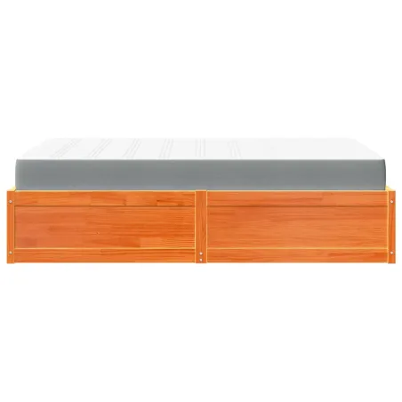 Lit avec matelas cire marron 120x200 cm bois massif de pin
