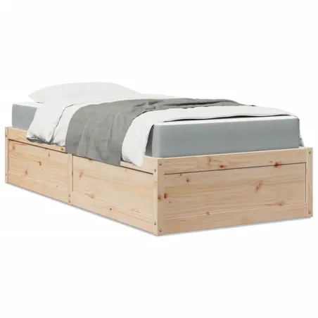 Lit avec matelas 100x200 cm bois massif de pin