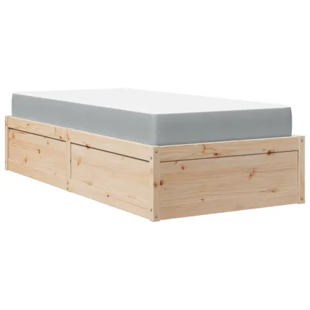 Lit avec matelas 100x200 cm bois massif de pin 2