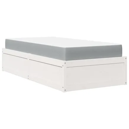 Lit avec matelas blanc 100x200 cm bois massif de pin 2