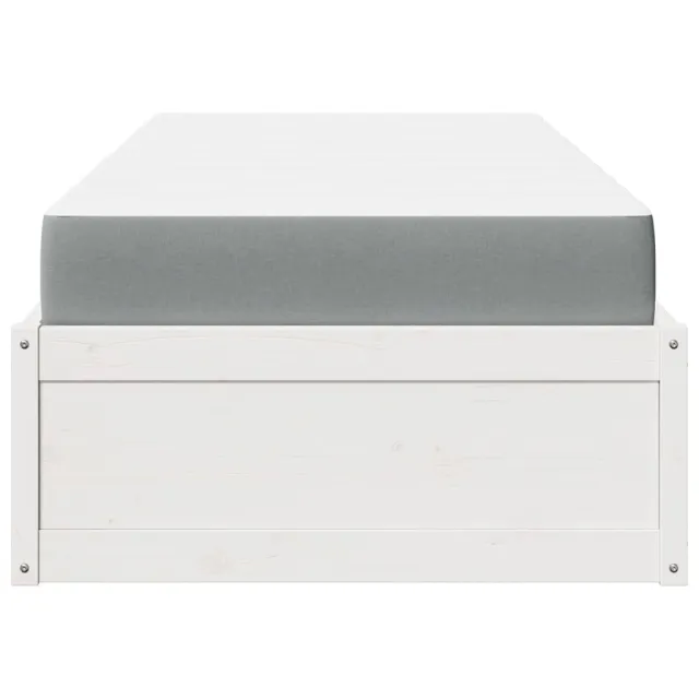 Lit avec matelas blanc 100x200 cm bois massif de pin