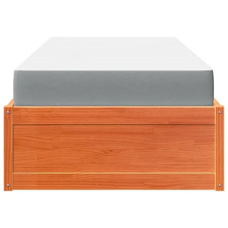 Lit avec matelas cire marron 100x200 cm bois massif de pin