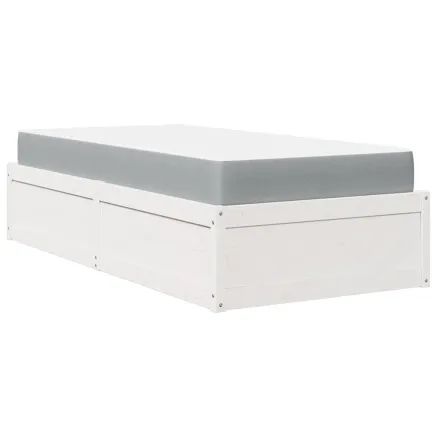 Lit avec matelas blanc 90x200 cm bois massif de pin 2