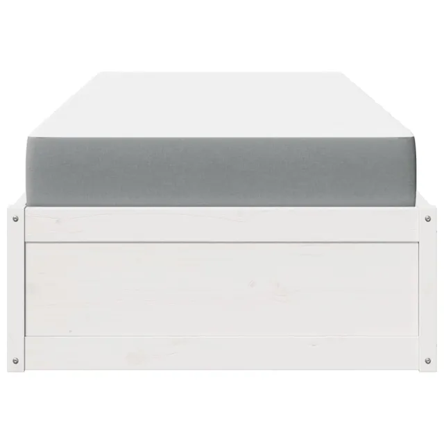 Lit avec matelas blanc 90x200 cm bois massif de pin