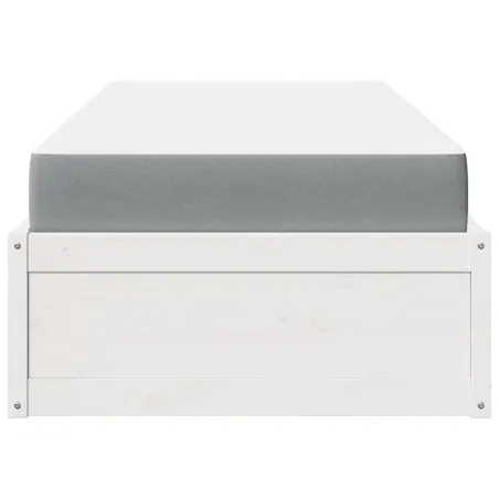 Lit avec matelas blanc 90x200 cm bois massif de pin