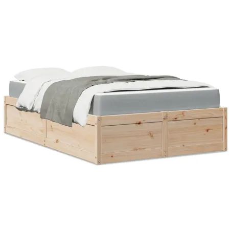 Lit avec matelas 140x190 cm bois massif de pin