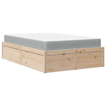 Lit avec matelas 140x190 cm bois massif de pin 2