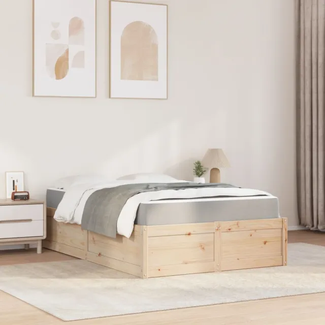 Lit avec matelas 140x190 cm bois massif de pin