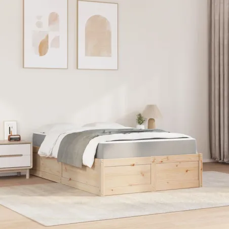 Lit avec matelas 140x190 cm bois massif de pin