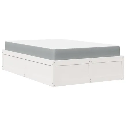 Lit avec matelas blanc 140x190 cm bois massif de pin 2