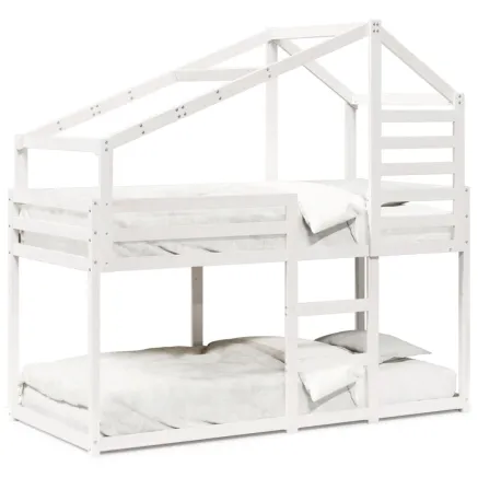 Lit superposé sans matelas blanc 80x200 cm bois de pin massif 2