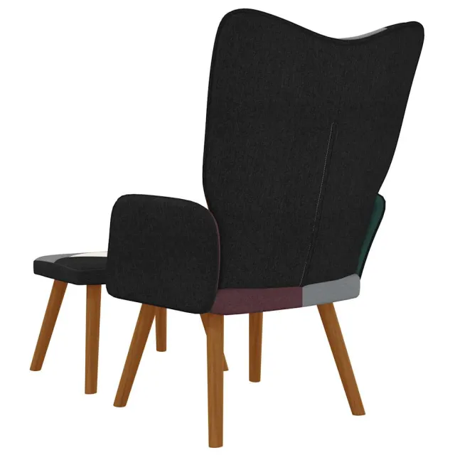 Chaise de relaxation avec repose-pied Patchwork Tissu