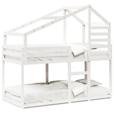 Lit superposé sans matelas blanc 90x200 cm bois de pin massif 2
