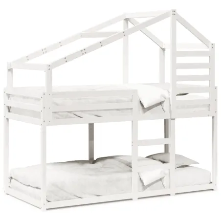 Lit superposé sans matelas blanc 90x190 cm bois de pin massif