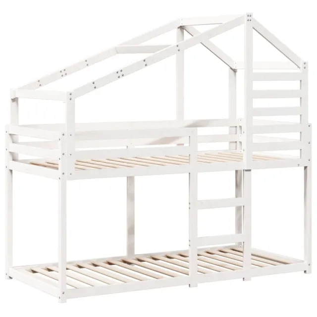 Lit superposé sans matelas blanc 90x190 cm bois de pin massif