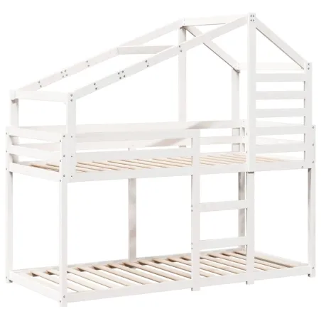 Lit superposé sans matelas blanc 90x190 cm bois de pin massif