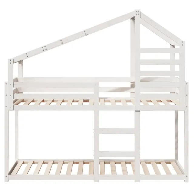 Lit superposé sans matelas blanc 90x190 cm bois de pin massif