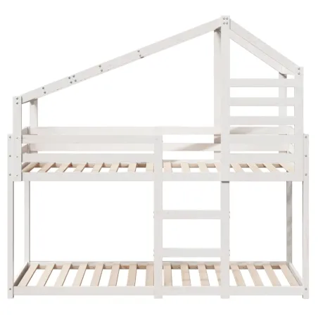 Lit superposé sans matelas blanc 90x190 cm bois de pin massif
