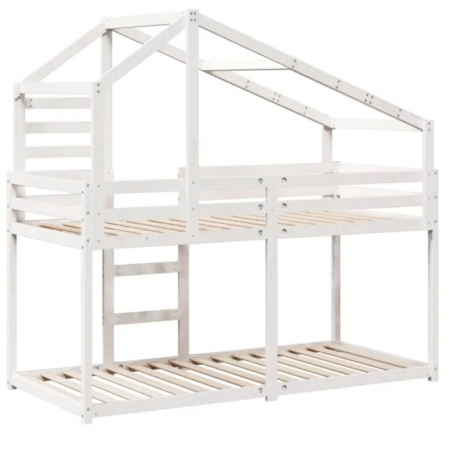 Lit superposé sans matelas blanc 90x190 cm bois de pin massif