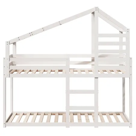 Lit superposé sans matelas blanc 75x190 cm bois de pin massif